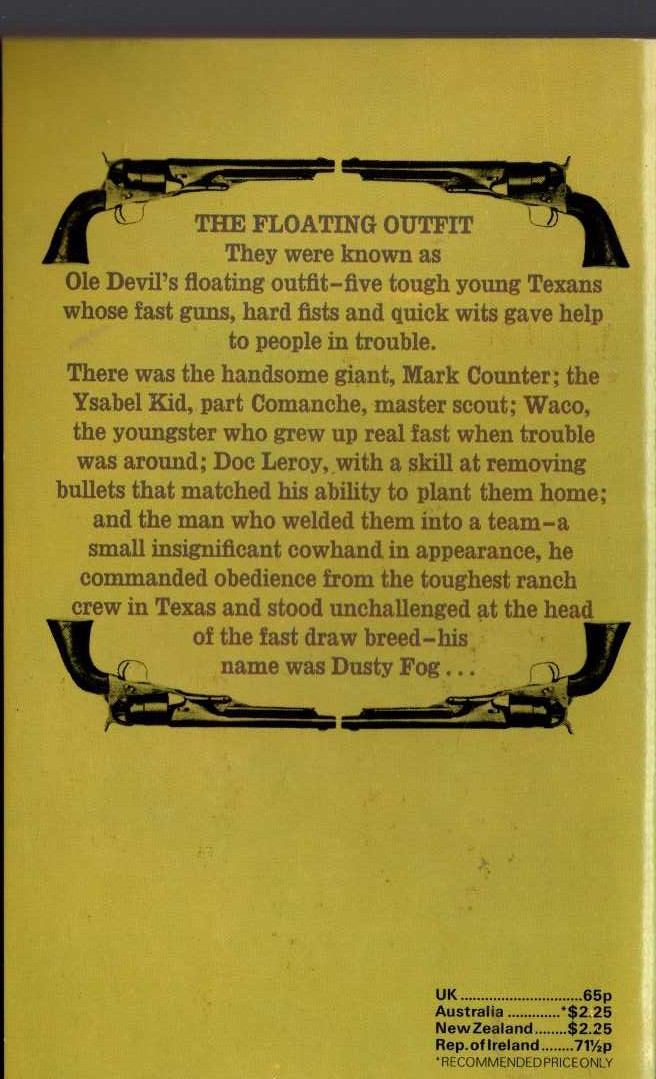 J.T. Edson  THE FLOATING OUTFIT magnified rear book cover image