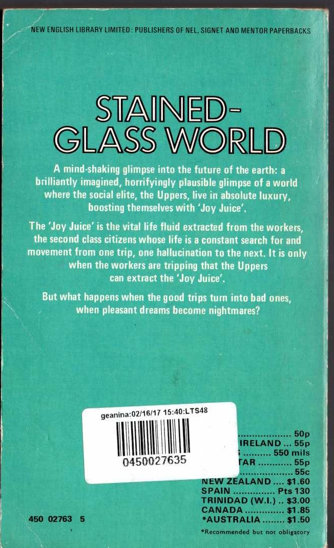 Kenneth Bulmer  STAINED-GLASS WORLD magnified rear book cover image