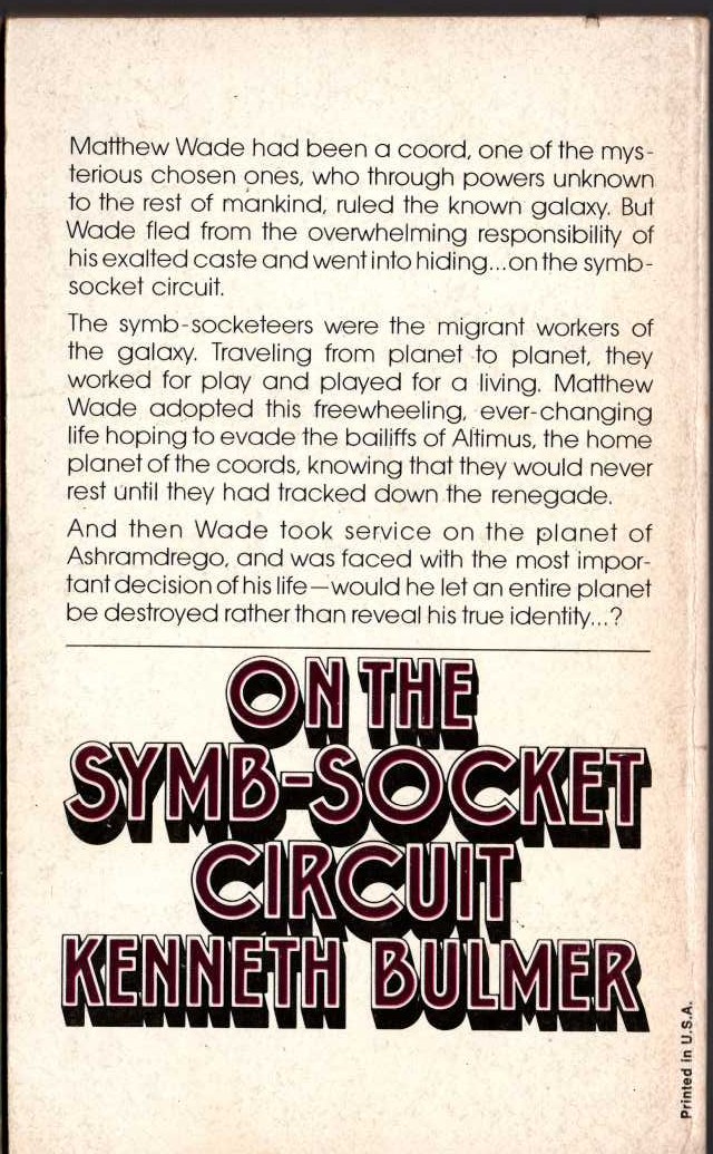 Kenneth Bulmer  ON THE SYMB-SOCKET CIRCUIT magnified rear book cover image