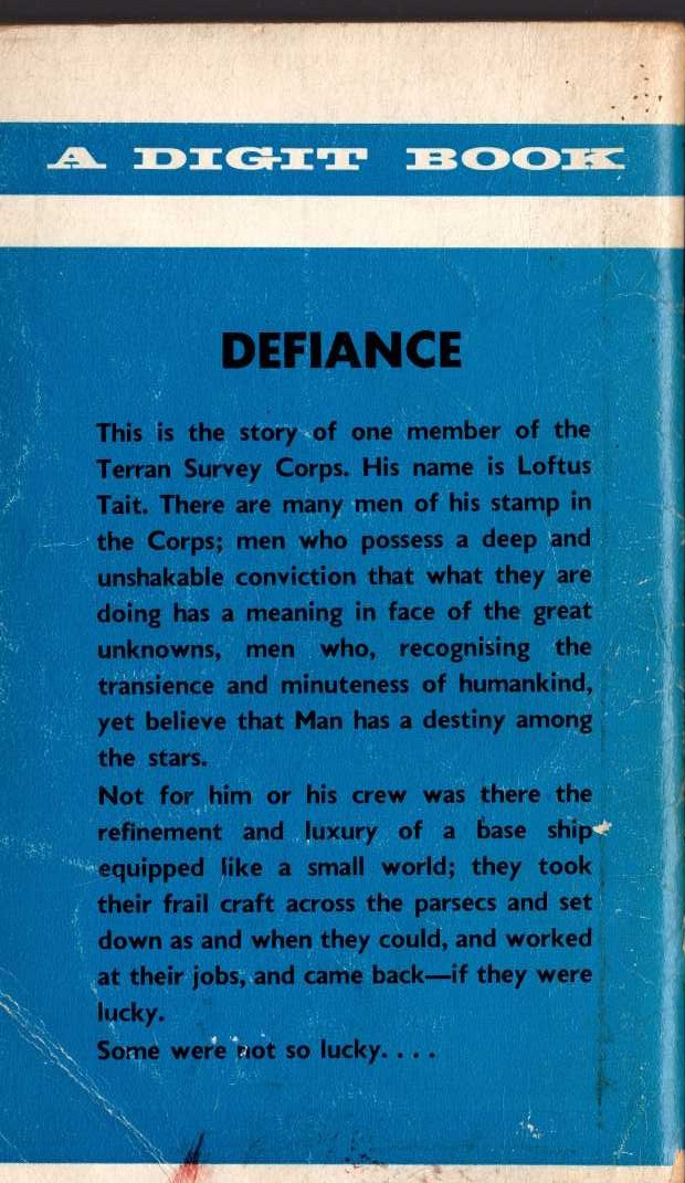 Kenneth Bulmer  DEFIANCE magnified rear book cover image