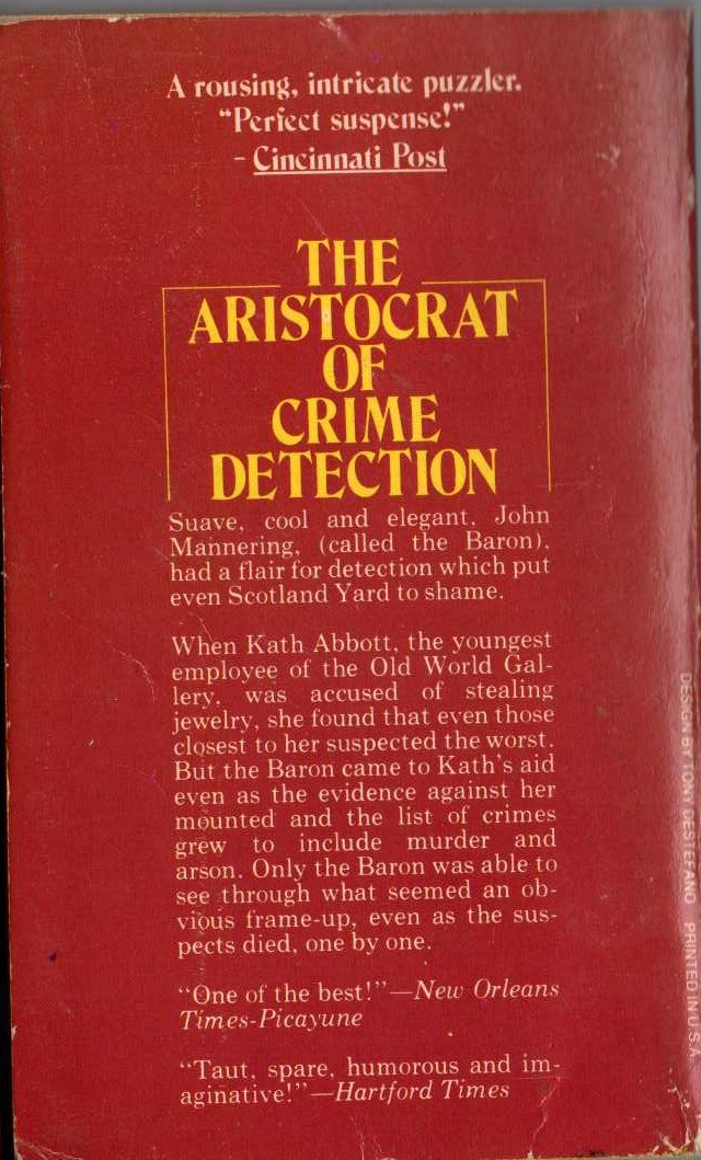 Anthony Morton  SALUTE FOR THE BARON magnified rear book cover image