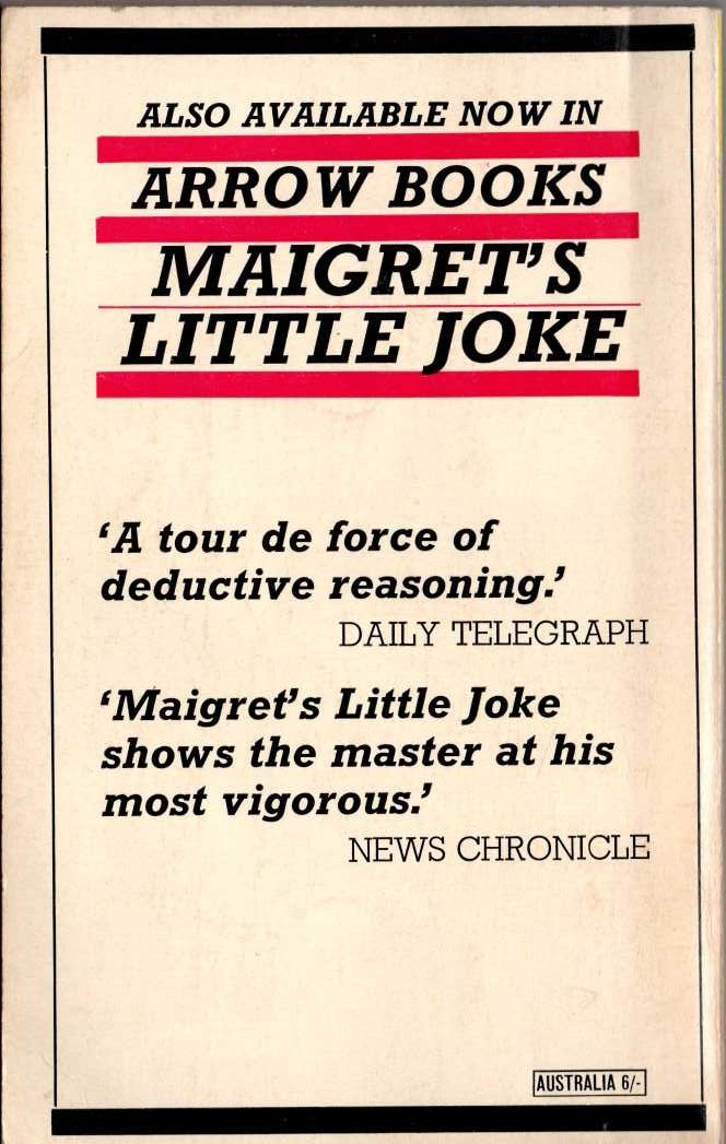 Georges Simenon  MAIGRET AND THE YOUNG GIRL magnified rear book cover image
