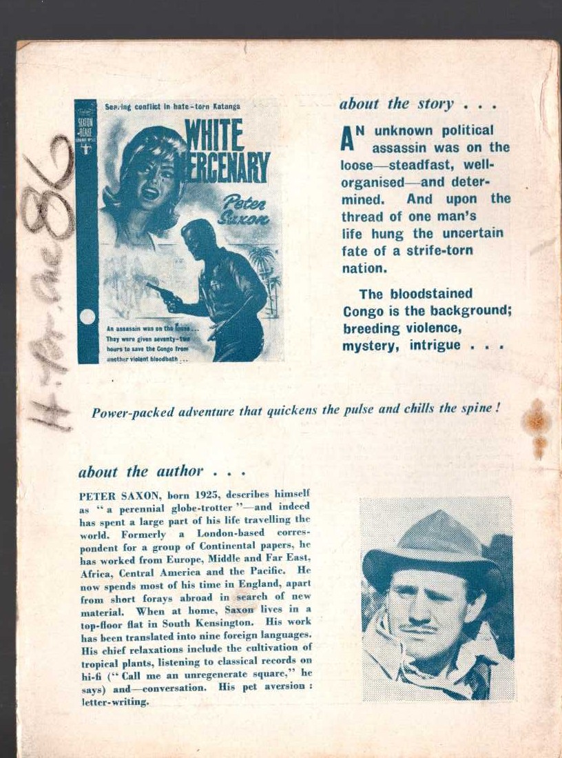 Peter Saxon  WHITE MERCENARY (Sexton Blake) magnified rear book cover image