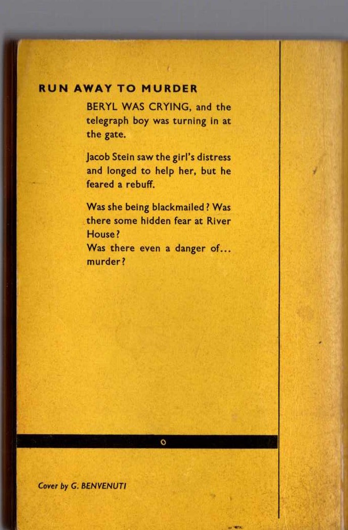 Jeremy York  RUN AWAY TO MURDER magnified rear book cover image