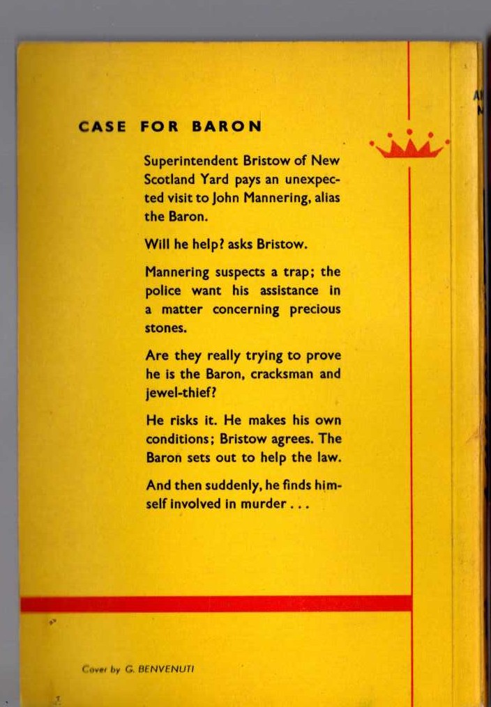 Anthony Morton  A CASE FOR THE BARON magnified rear book cover image