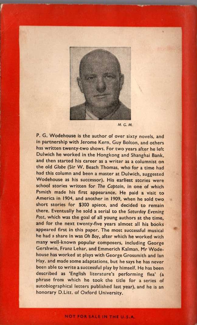 P.G. Wodehouse  THE LUCK OF THE BODKINS magnified rear book cover image
