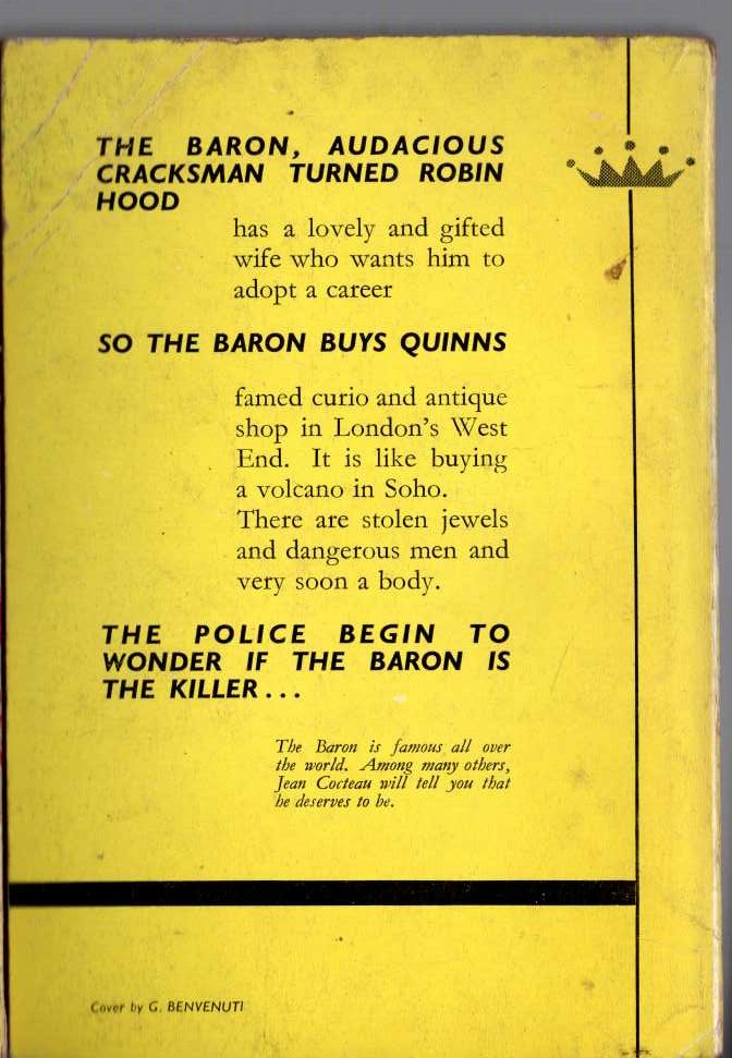 Anthony Morton  CAREER FOR THE BARON magnified rear book cover image