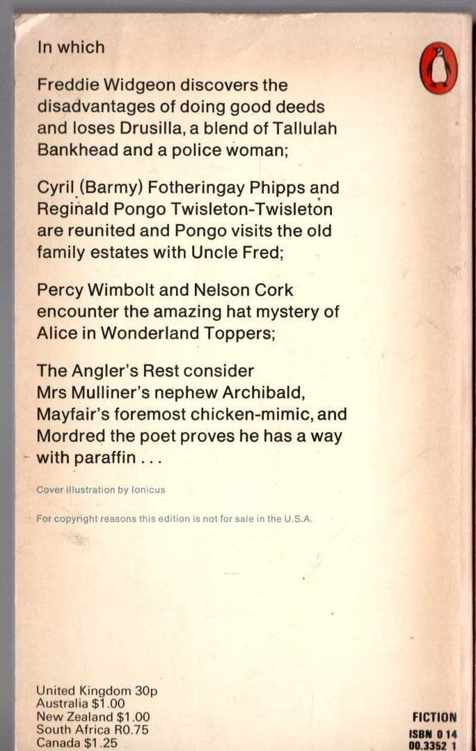 P.G. Wodehouse  YOUNG MEN IN SPATS magnified rear book cover image
