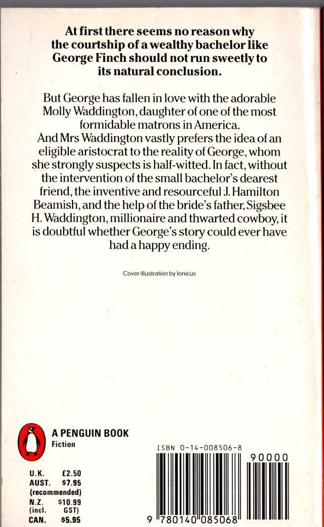 P.G. Wodehouse  THE SMALL BACHELOR magnified rear book cover image