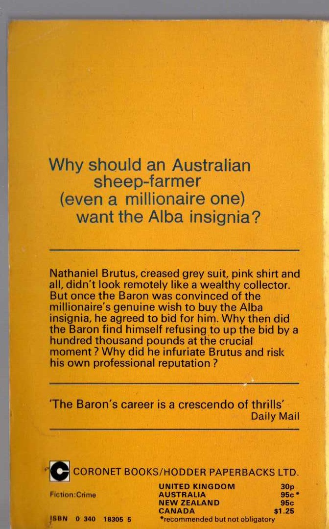 Anthony Morton  SPORT FOR THE BARON magnified rear book cover image
