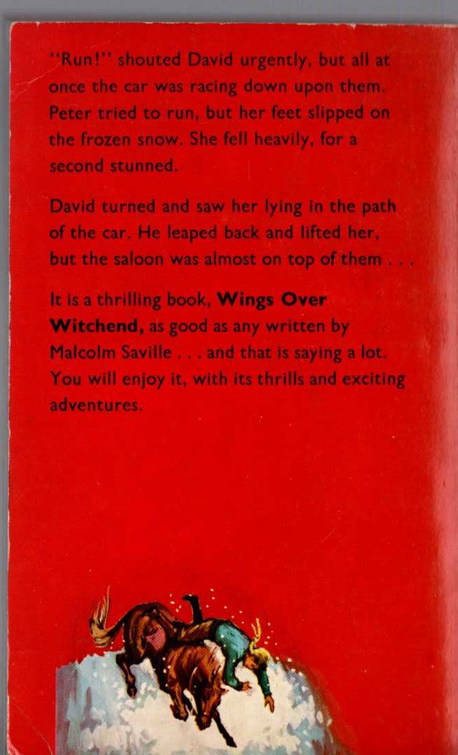 Malcolm Saville  WINGS OVER WITCHEND magnified rear book cover image