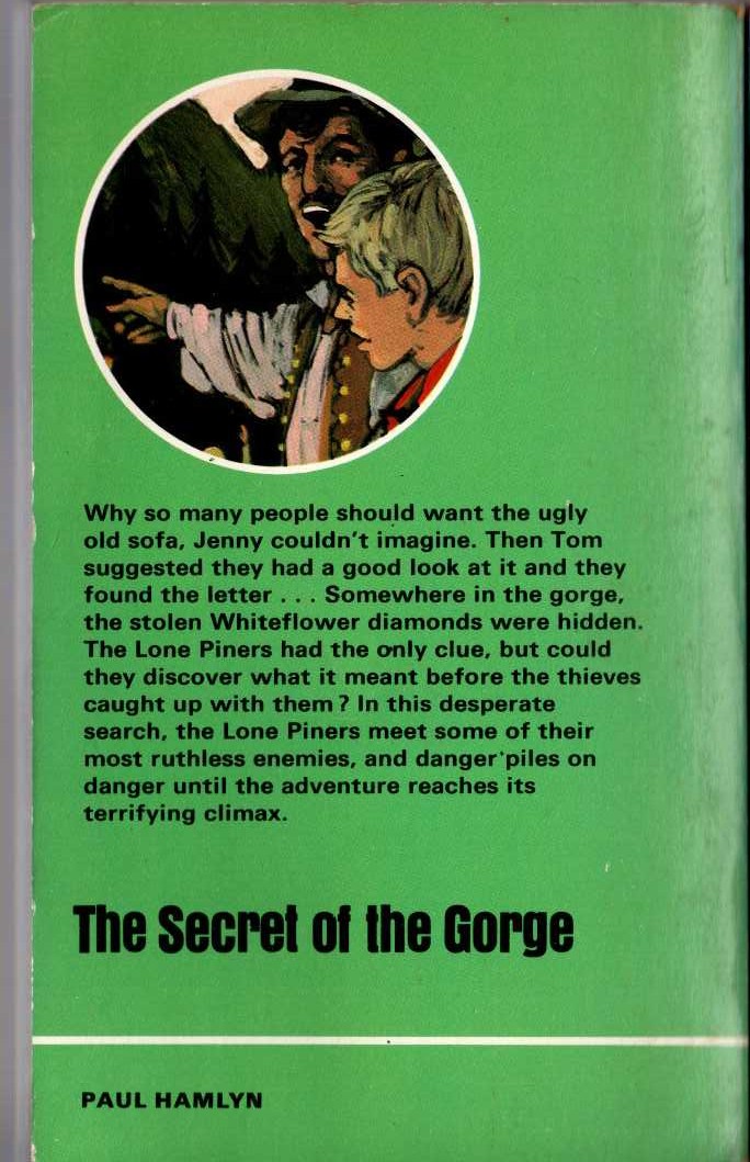 Malcolm Saville  THE SECRET OF THE GORGE magnified rear book cover image