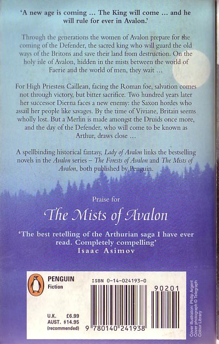 Marion Zimmer Bradley  LADY OF AVALON magnified rear book cover image