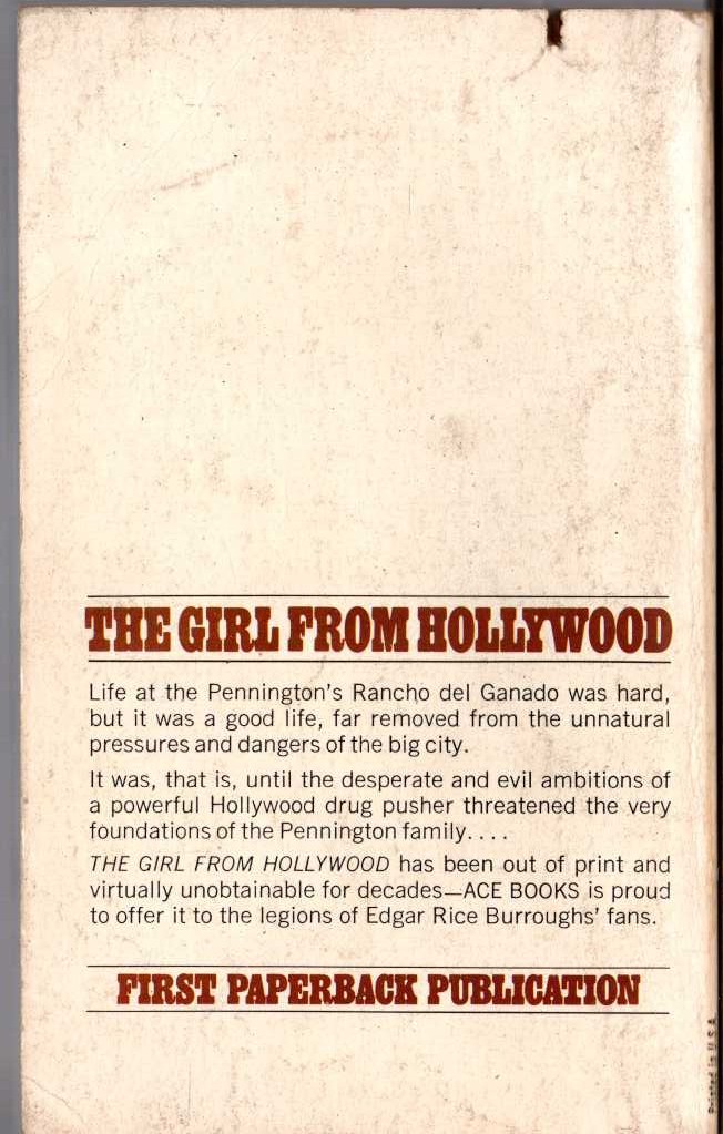 Edgar Rice Burroughs  THE GIRL FROM HOLLYWOOD magnified rear book cover image