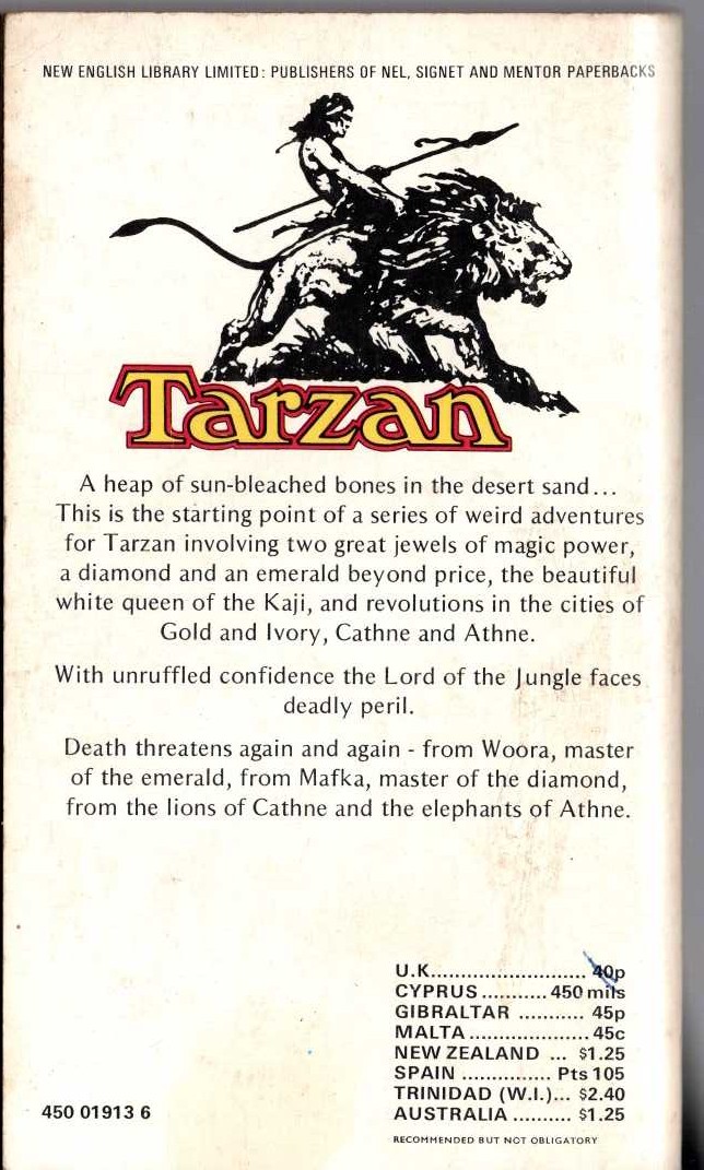Edgar Rice Burroughs  TARZAN THE MAGNIFICENT magnified rear book cover image