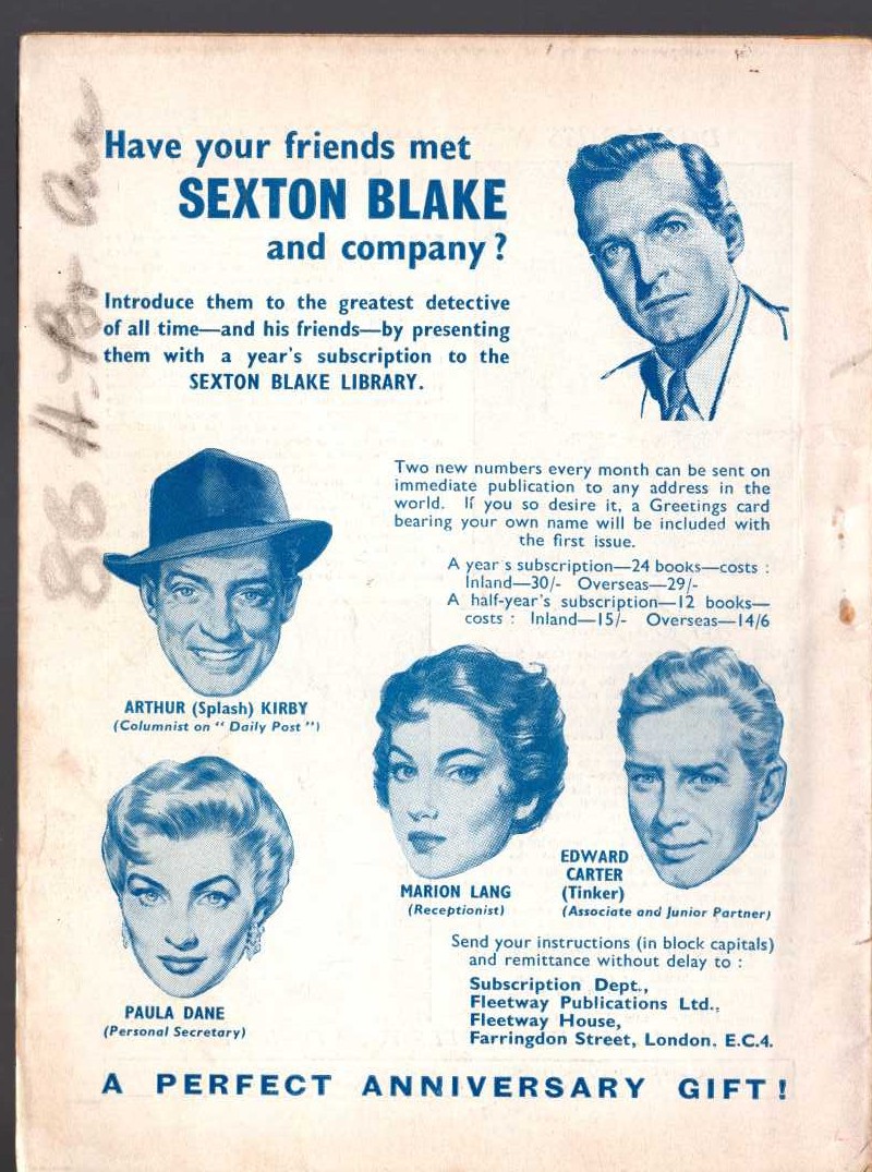 Arthur Kent  THE WEAK AND THE STRONG (Sexton Blake) magnified rear book cover image