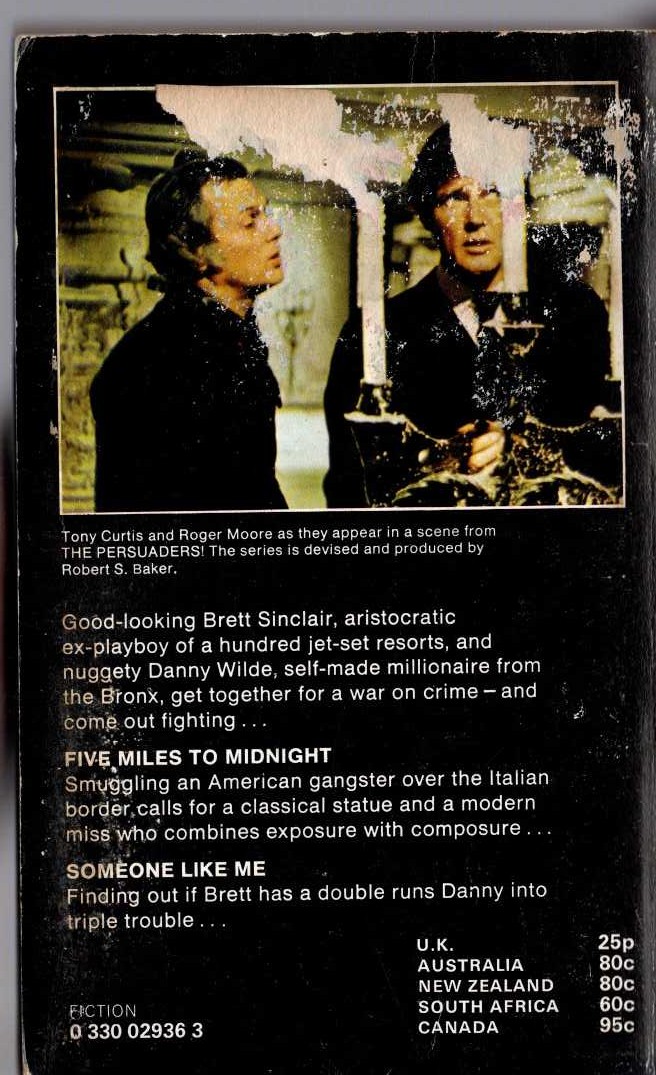 Frederick E. Smith  THE PERSUADERS! Book Two (Tony Curtis and Roger Moore) magnified rear book cover image