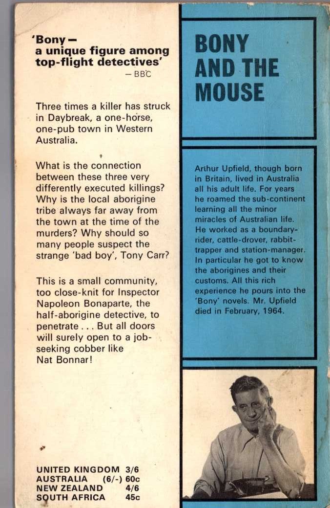 Arthur Upfield  BONY AND THE MOUSE magnified rear book cover image