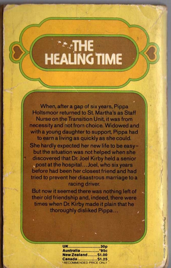 Lucilla Andrews  THE HEALING TIME magnified rear book cover image