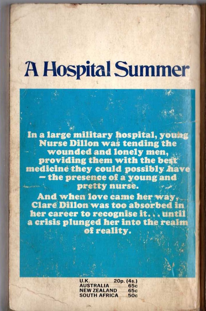 Lucilla Andrews  A HOSPITAL SUMMER magnified rear book cover image