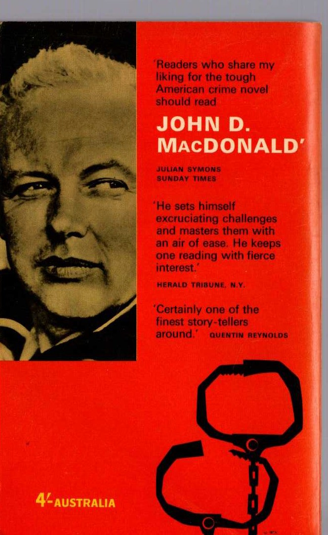 John D. MacDonald  DEADLY WELCOME magnified rear book cover image