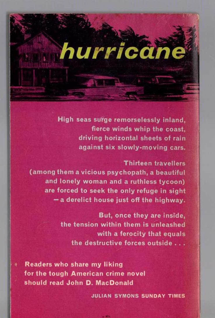 John D. MacDonald  HURRICANE magnified rear book cover image