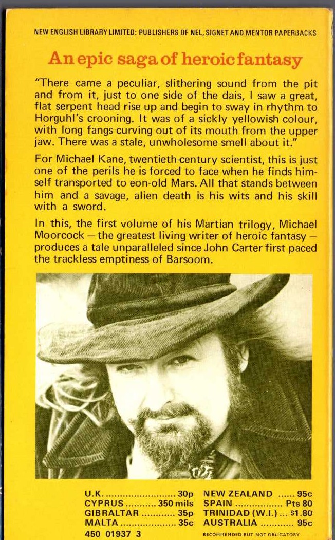 Michael Moorcock  CITY OF THE BEAST magnified rear book cover image