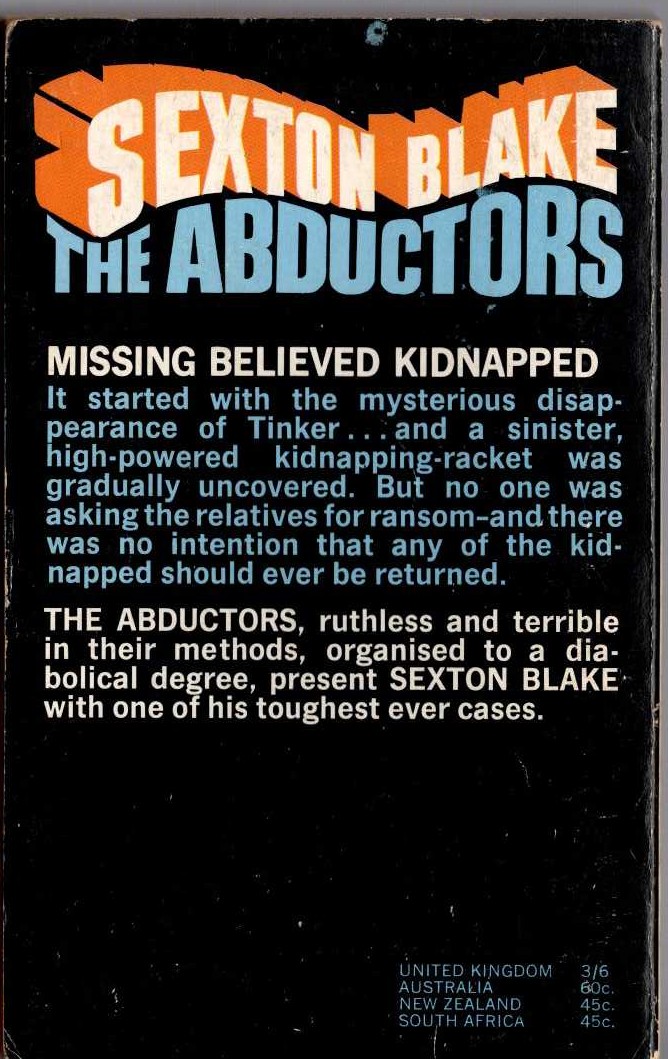Desmond Reid  THE ABDUCTORS (Sexton Blake) magnified rear book cover image