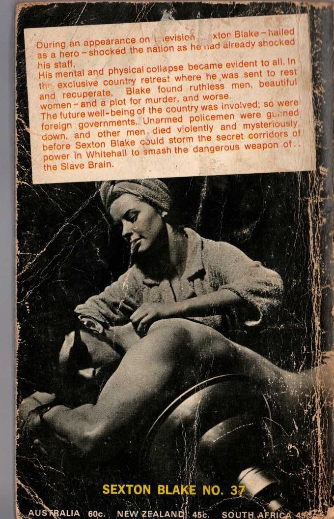 Desmond Reid  THE SLAVE BRAIN (Sexton Blake) magnified rear book cover image