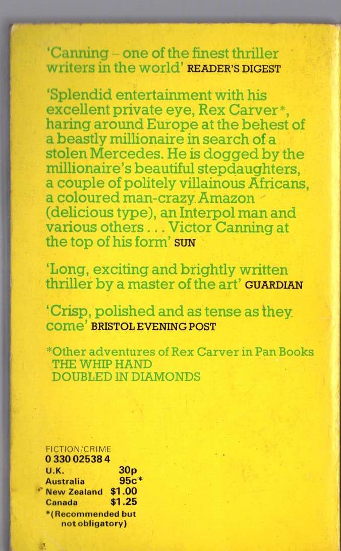 Victor Canning  THE MELTING MAN magnified rear book cover image