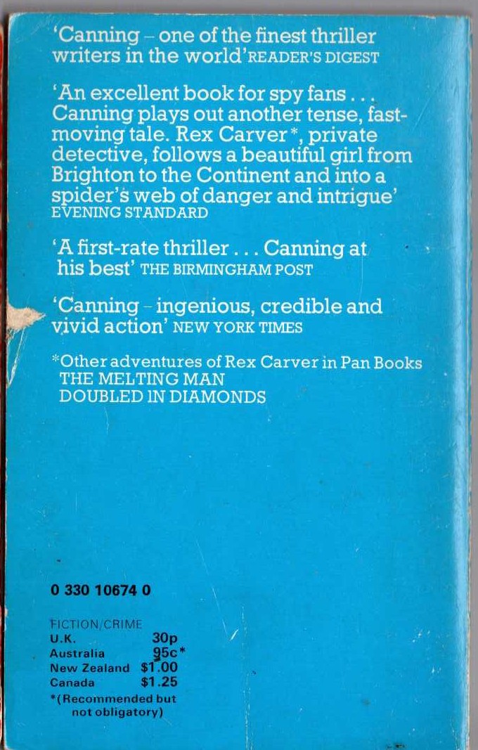 Victor Canning  THE WHIP HAND magnified rear book cover image