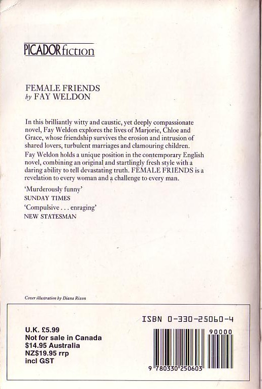 Fay Weldon  FEMALE FRIENDS magnified rear book cover image