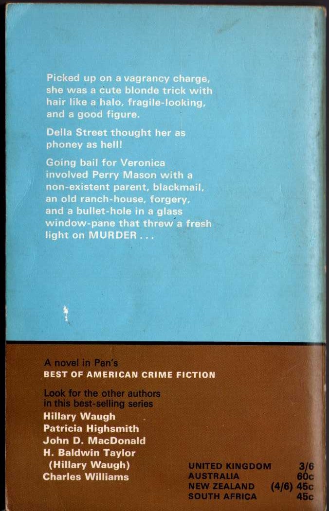 Erle Stanley Gardner  THE CASE OF THE VAGABOND VIRGIN magnified rear book cover image