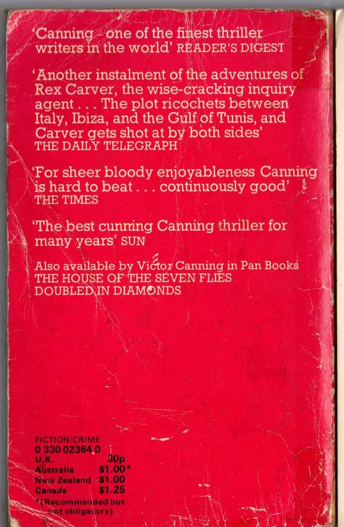 Victor Canning  THE PYTHON PROJECT magnified rear book cover image
