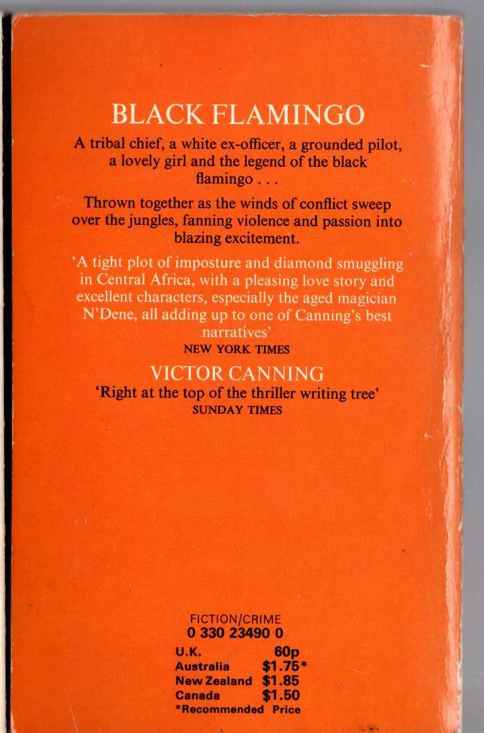Victor Canning  BLACK FLAMINGO magnified rear book cover image