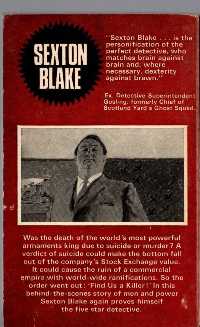 Arthur Maclean  SLAYING ON THE 16th FLOOR (Sexton Blake) magnified rear book cover image