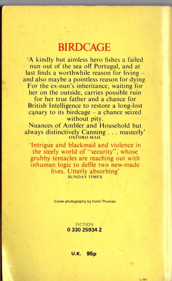 Victor Canning  BIRDCAGE magnified rear book cover image