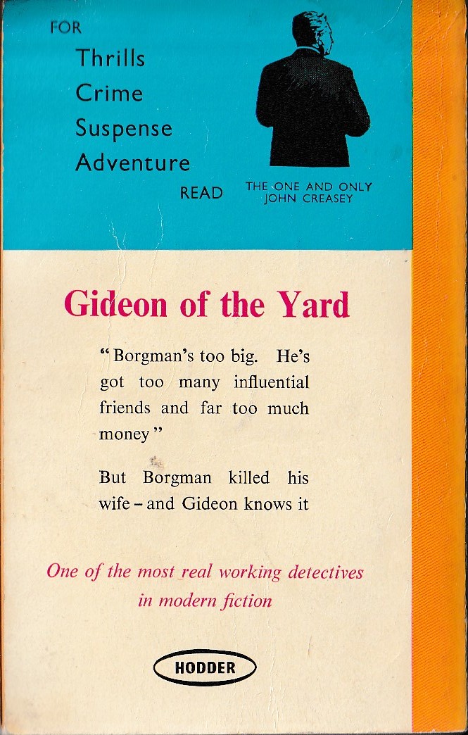 J.J. Marric  GIDEON'S RISK magnified rear book cover image