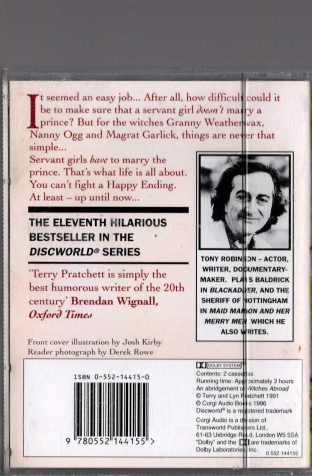 WITCHES ABROAD (Read by Tony Robinson) magnified rear book cover image