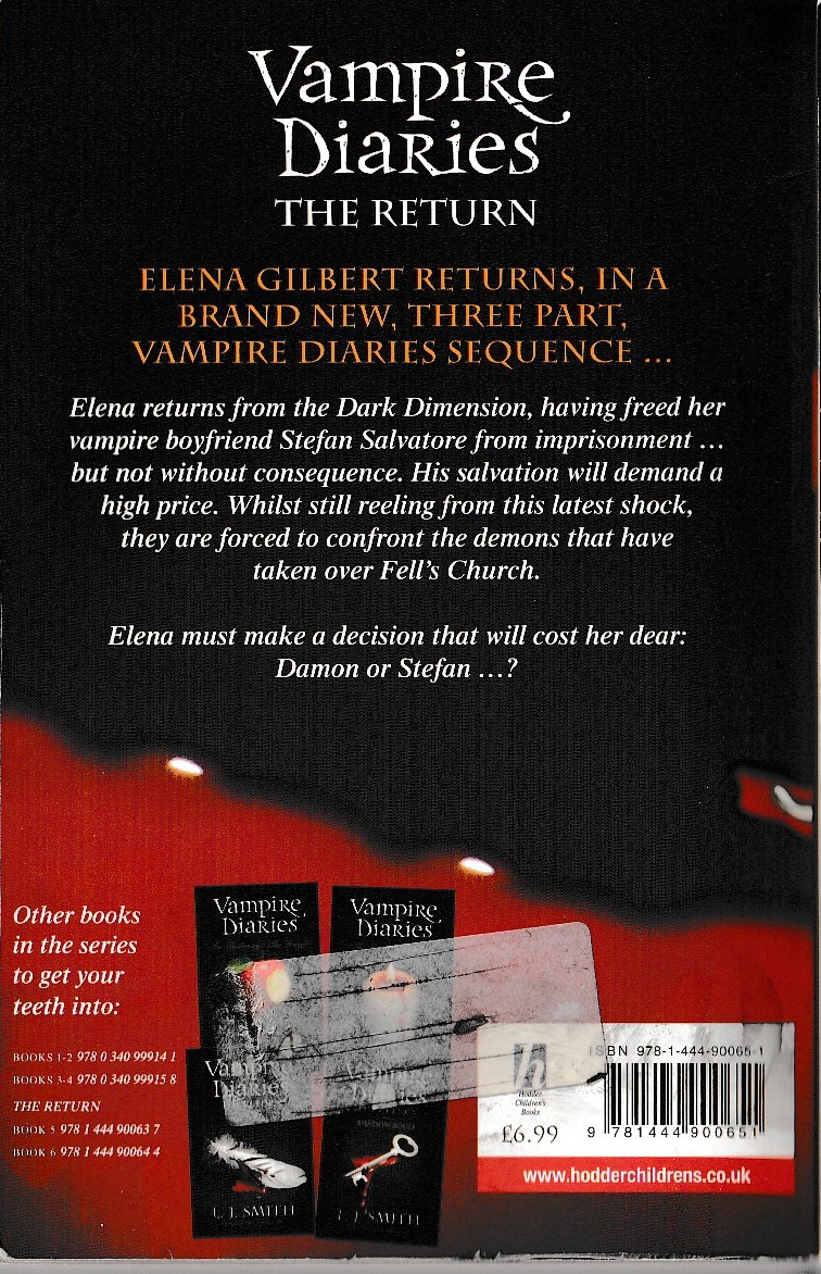 J.L. Smith  VAMPIRE DIARIES - THE RETURN: MIDNIGHT magnified rear book cover image