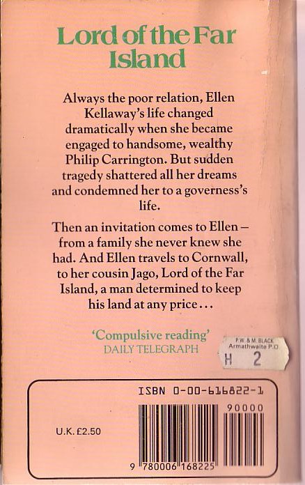 Victoria Holt  LORD OF THE FAR ISLAND magnified rear book cover image