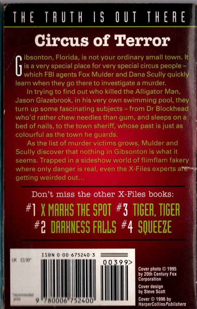 Darin Morgan  The X FILES #5: Humbug magnified rear book cover image