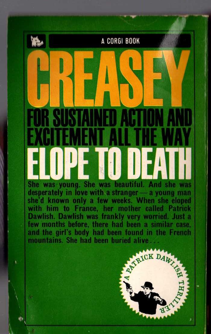 Gordon Ashe  ELOPE TO DEATH magnified rear book cover image