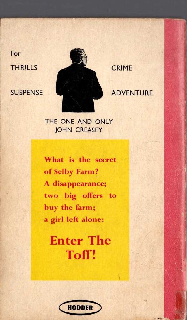 John Creasey  THE TOFF ON THE FARM magnified rear book cover image