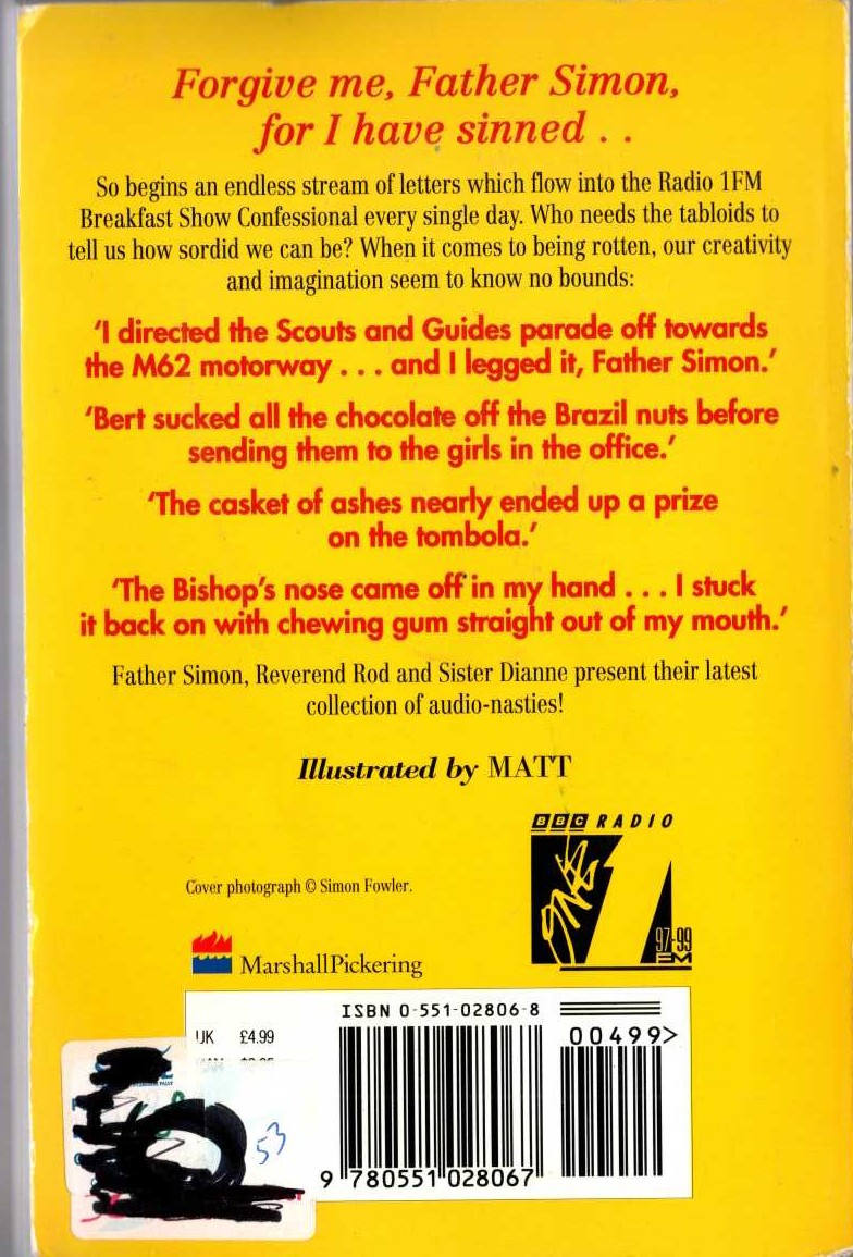Simon Mayo  SIMON MAYO'S THE VERY WORST OF CONFESSIONS magnified rear book cover image