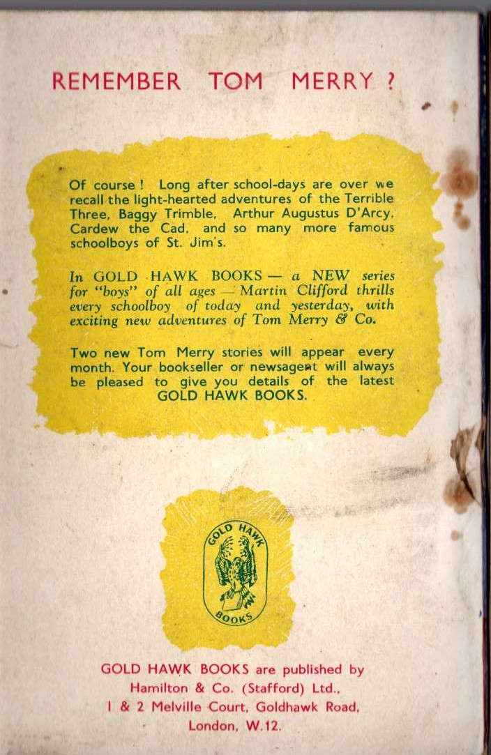 Martin Clifford  THE MAN FROM THE PAST magnified rear book cover image