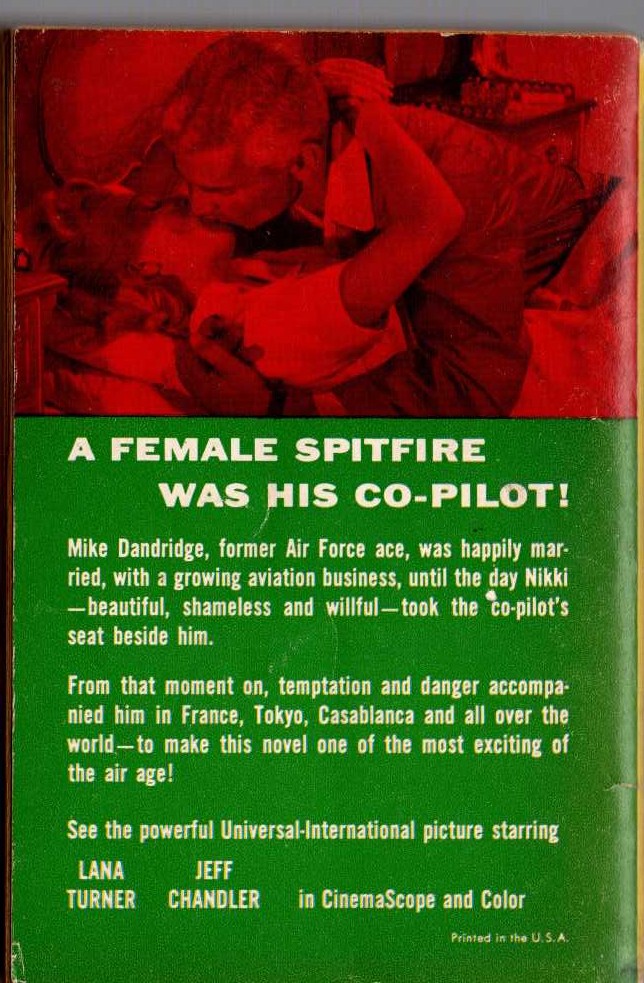 (Edward S.Aarons writing as Edward Ronns) LADY TAKES A FLYER (Film tie-in) magnified rear book cover image