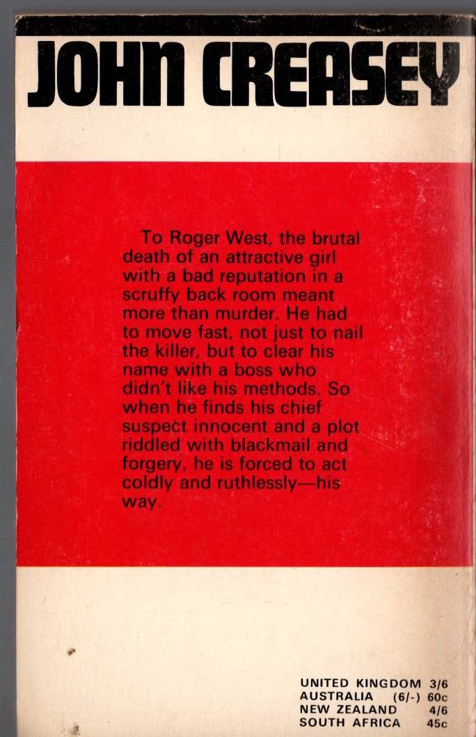 John Creasey  FIND INSPECTOR WEST magnified rear book cover image
