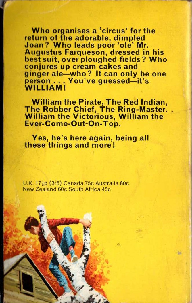 Richmal Crompton  WILLIAM IN TROUBLE magnified rear book cover image