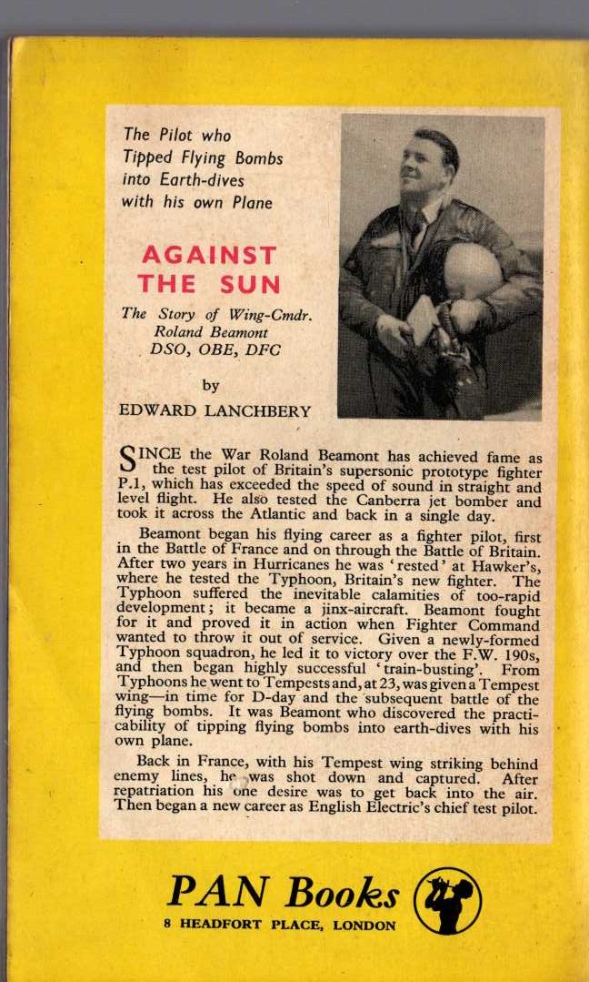 Edward Lanchbery  AGAINST THE SUN magnified rear book cover image